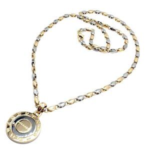 Authentic! Bulgari Bvlgari 18k Yellow Gold Steel Diamond Zodiac Pendant Necklace